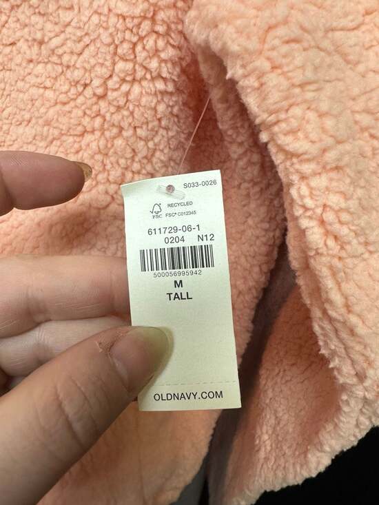 Old navy peach full zip fleece Sherpa jacket medium tall - Picture 2 of 2